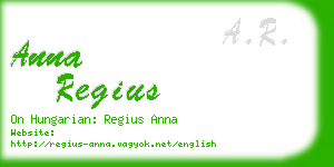 anna regius business card